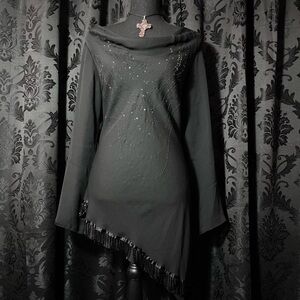 American Vintage Black Beaded Asymmetric Tunic